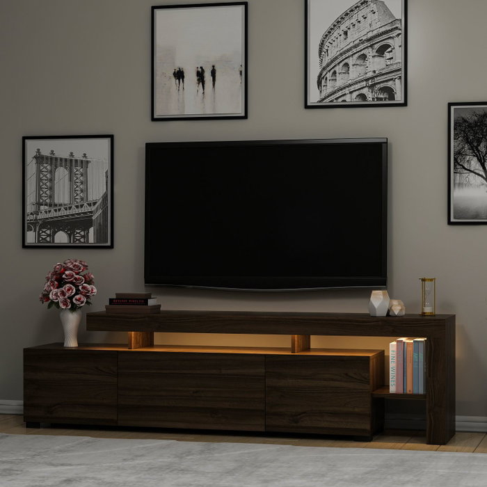 Hanah Home Soporte para TV Beliz Nogal con Luces LED